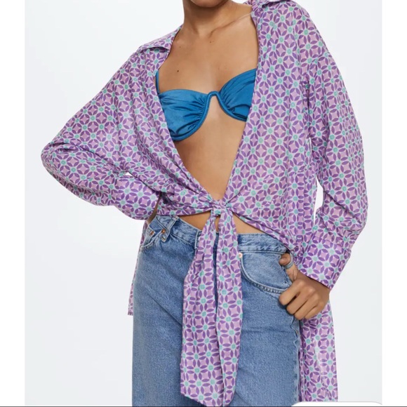 MANGO ~Geometric Print Shirt (NWT) - Picture 8 of 8